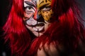 Woman with tiger face Royalty Free Stock Photo