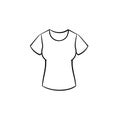 Woman tight t-shirt hand drawn sketch icon.