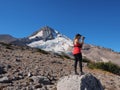 Woman on the Timberline Trail on Mount Hood, Oregon. Royalty Free Stock Photo