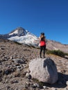 Woman on the Timberline Trail on Mount Hood, Oregon. Royalty Free Stock Photo