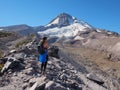 Woman on the Timberline Trail on Mount Hood, Oregon. Royalty Free Stock Photo