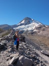 Woman on the Timberline Trail on Mount Hood, Oregon. Royalty Free Stock Photo