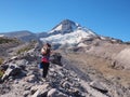 Woman on the Timberline Trail on Mount Hood, Oregon. Royalty Free Stock Photo