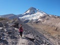 Woman on the Timberline Trail on Mount Hood, Oregon. Royalty Free Stock Photo