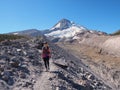 Woman on the Timberline Trail on Mount Hood, Oregon. Royalty Free Stock Photo