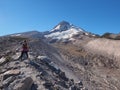 Woman on the Timberline Trail on Mount Hood, Oregon. Royalty Free Stock Photo