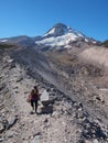 Woman on the Timberline Trail on Mount Hood, Oregon. Royalty Free Stock Photo