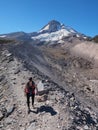 Woman on the Timberline Trail on Mount Hood, Oregon. Royalty Free Stock Photo