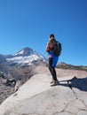 Woman on the Timberline Trail on Mount Hood, Oregon. Royalty Free Stock Photo