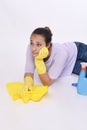 Woman tired of cleaning Royalty Free Stock Photo