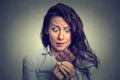 Woman tired of diet restrictions craving sweets chocolate