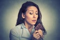 Woman tired of diet restrictions craving sweets chocolate