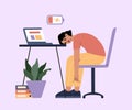 Woman tired of hard working, sleepy at work