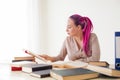 Woman tired work in the Office and reading books Royalty Free Stock Photo