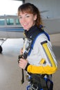 Woman about to jump by parachute