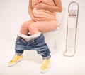 Woman in toilet Royalty Free Stock Photo