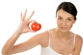 Woman with tomato