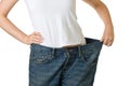 Woman in too big jeans Royalty Free Stock Photo