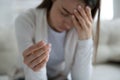 Woman took off wedding ring from finger closeup image Royalty Free Stock Photo