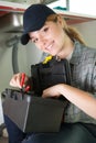 woman with toolbox Royalty Free Stock Photo