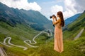 Woman on the top of Fagaras mountain