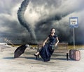 Woman and tornado Royalty Free Stock Photo
