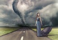 Woman and tornado Royalty Free Stock Photo