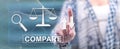 Woman touching a compare concept Royalty Free Stock Photo