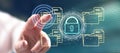 Woman touching a data security concept Royalty Free Stock Photo
