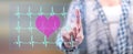 Woman touching a heart beats graph concept Royalty Free Stock Photo