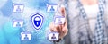 Woman touching a personal data security concept Royalty Free Stock Photo