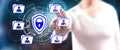 Woman touching a personal data security concept Royalty Free Stock Photo