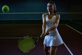 Woman in Tough Tennis Practice Royalty Free Stock Photo