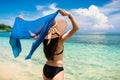Woman tourist at tropical beach on vacation Royalty Free Stock Photo