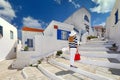 A woman tourist in Dryopida of Kythnos island, Greece