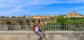 woman tourist enjoying panorama view of Cordoba city landscape Royalty Free Stock Photo