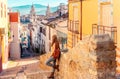 Woman tourist at Jaen city