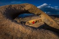 Woman Tourist Mobius Arch Alabama Hills Royalty Free Stock Photo