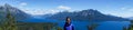 A woman tourist in the mountains and lakes of San Carlos de Bariloche, Argentina Royalty Free Stock Photo