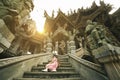 Woman tourist is sightseeing at Sanctuary of truth in Pattaya Royalty Free Stock Photo