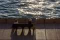 woman tourist sitting on a bench