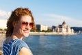 Woman tourist in sunglasses in Budapest