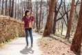 Woman tourist taking pictures of beautiful views Royalty Free Stock Photo