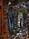 Woman Tourist Visiting the Cathedral of Junk in Austin Texas