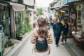 Woman tourist Visiting in Enoshima Island, Fujisawa, Kanagawa, Japan. happy Traveler sightseeing Enoshima Shrine. Landmark and Royalty Free Stock Photo