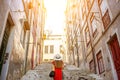Woman traveling in Lisbon, Portugal Royalty Free Stock Photo
