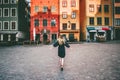 Woman tourist walking in Stockholm travel sightseeing Royalty Free Stock Photo