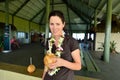 Woman tourists in Aitutaki airport. Cooks Islands