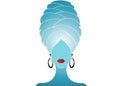 Woman with a towel on the head after shower or bath. Beautiful women with turban logo illustration for spa or beauty. SPA