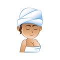 Woman with towel relaxing